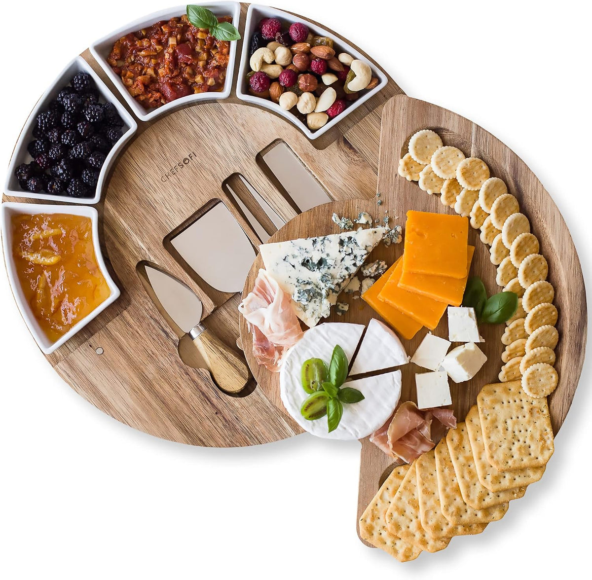 ChefSofi Charcuterie Board Set and Cheese Serving Platter - Made from Acacia ...