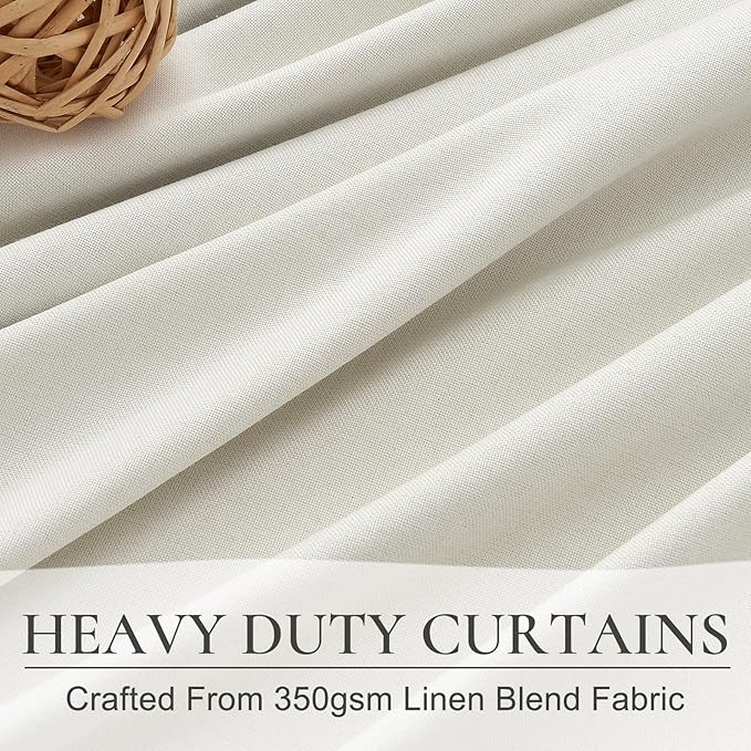 Pleated Beige Curtains 96 Inches Long 2 Panels Burg, Energy Efficient