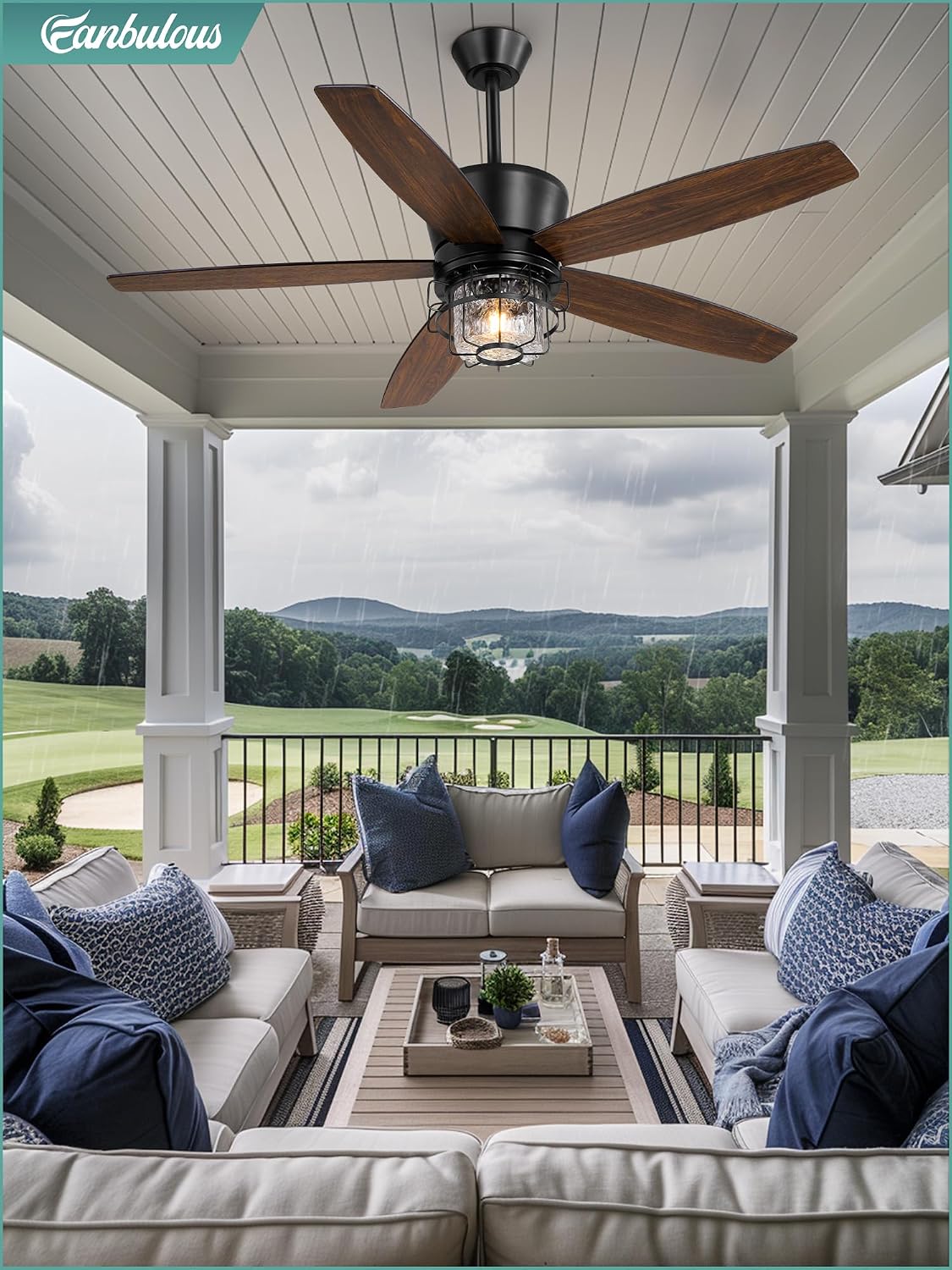 Fanbulous 52" Outdoor Ceiling Fans with Lights and Remote IP65 Waterproof