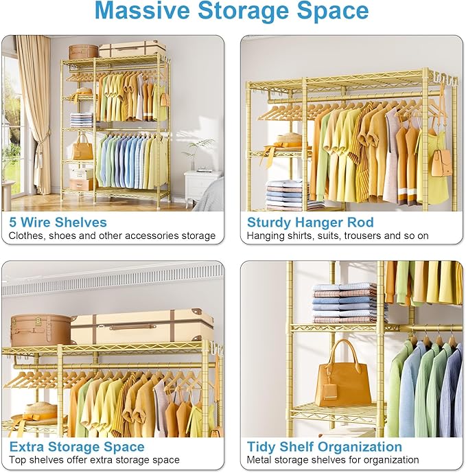Ulif F2 Clothes Rack, 5 Tiers Heavy Duty Garment Rack