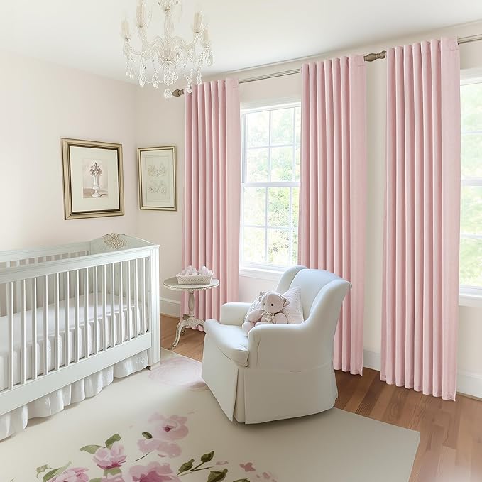 BabyPink Curtains for Girls Room, Cute Blackout Bedroom Curtains Aesthetic 84