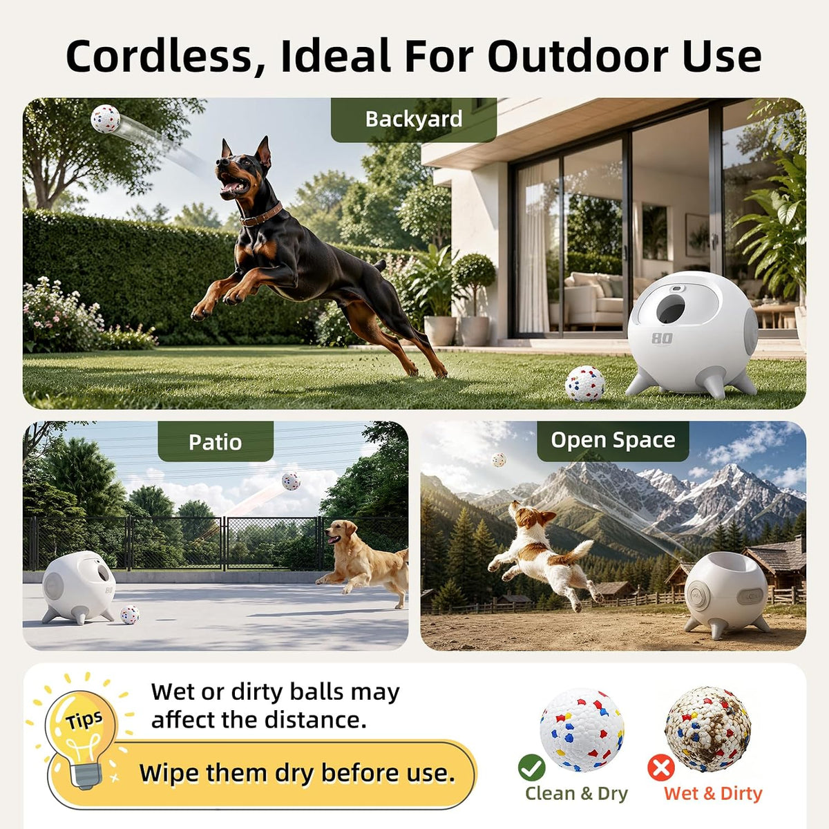 uahpet Automatic Ball Launcher for Dogs with Obstacle Detection, 4Balls