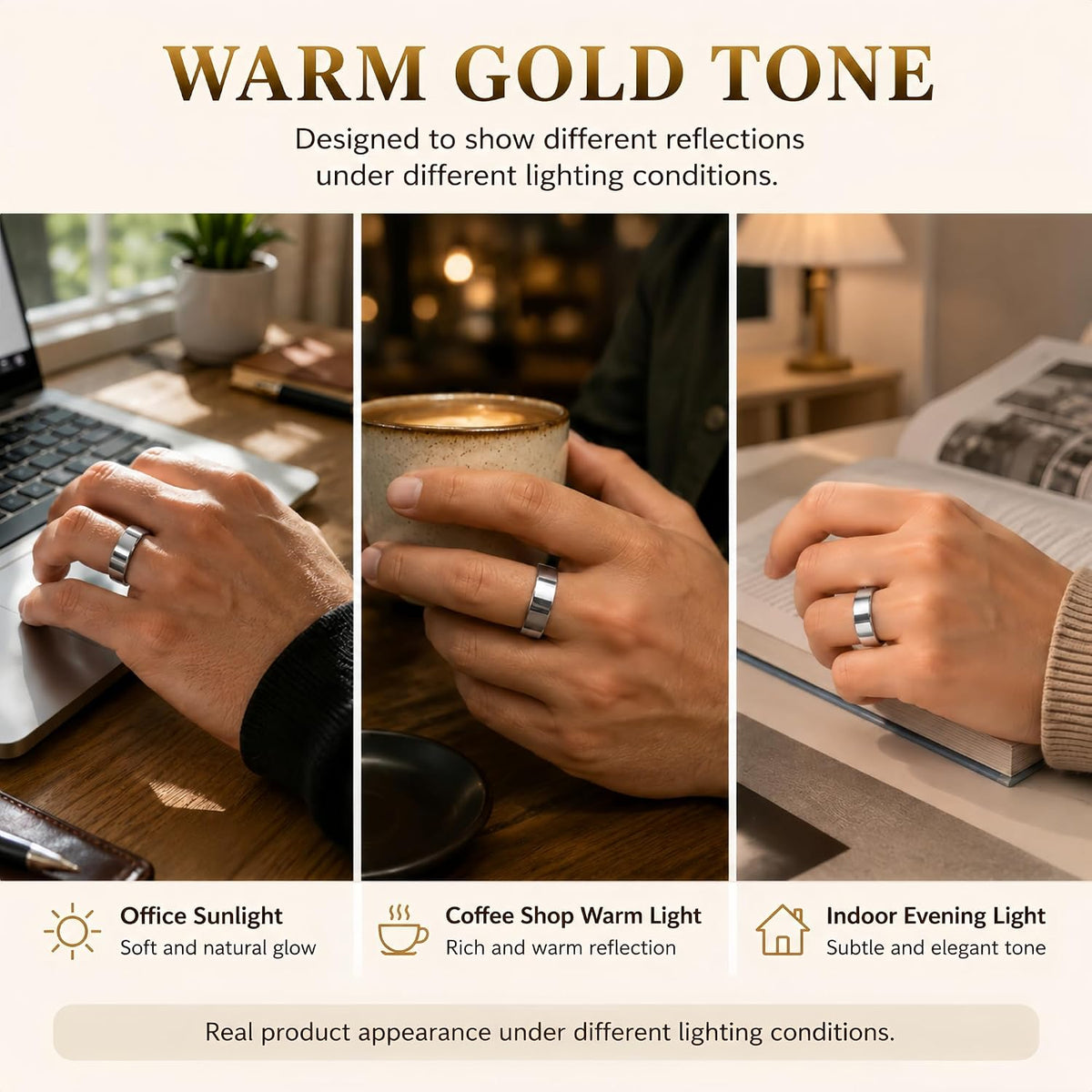 Smart Ring Health & Fitness Tracker for Men & Women (Silver, 10)