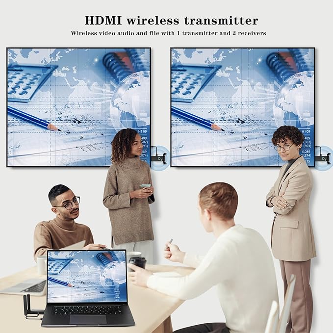 YUYUNLOMN Wireless HDMI 2 Receivers and Transmitter, No Hot, Plug and Play