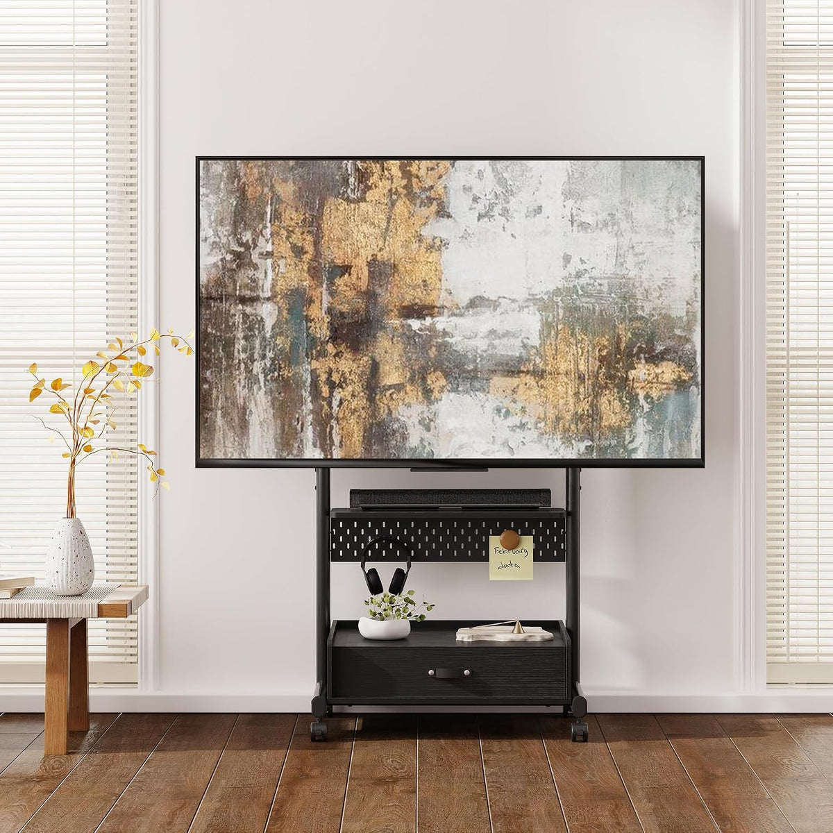 FITUEYES Rolling TV Stand on Wheels Lockable for 40-85 Inch TVs, Black