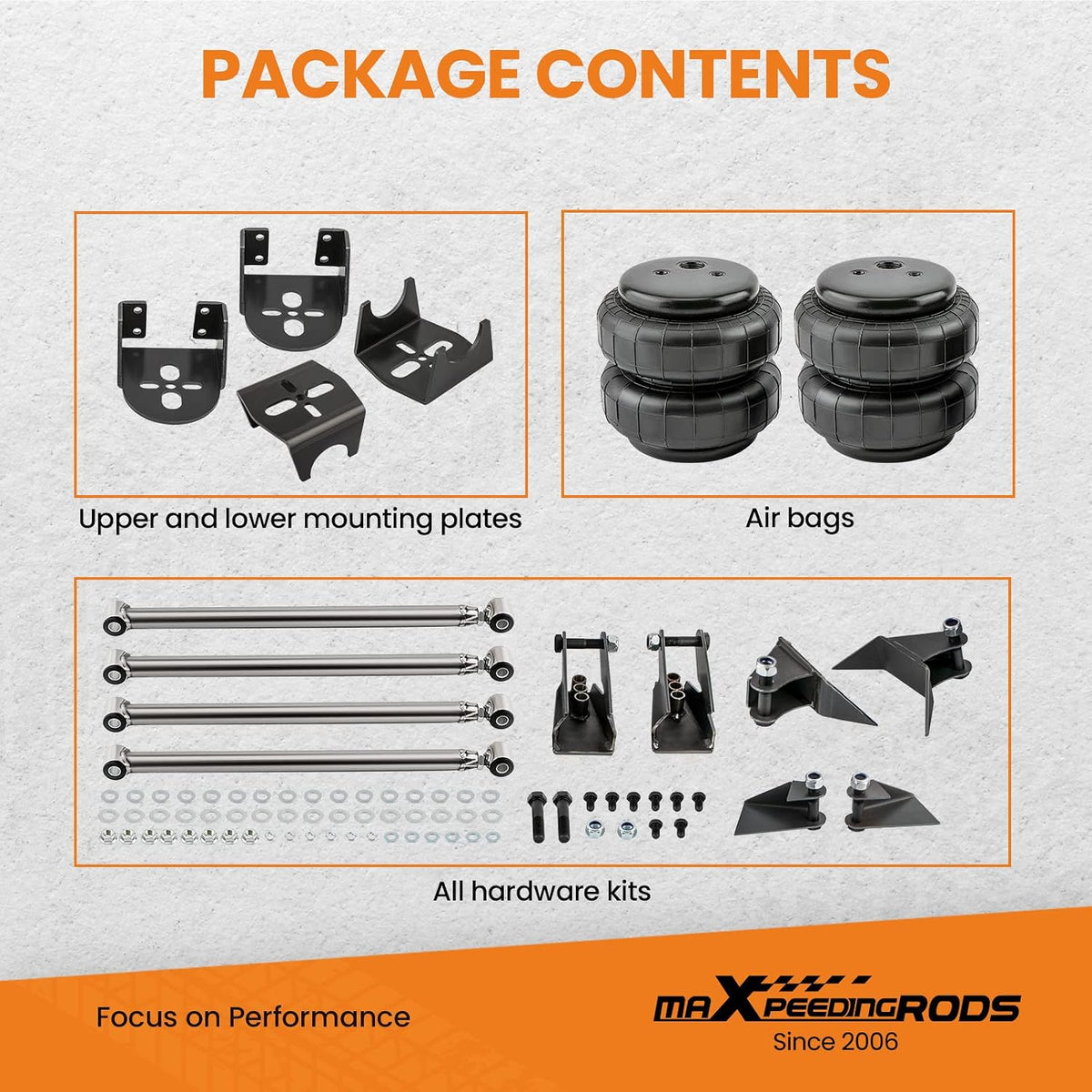 maXpeedingrods Triangulated 4 Links Suspension Kit Air Suspension Bags Kit