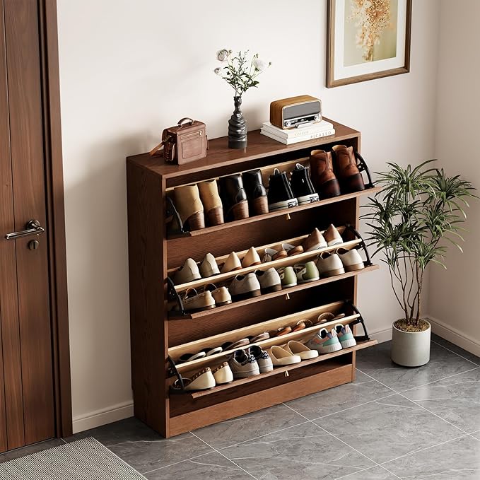 KungFuWood 31.4 W Soild Wood Shoe Storage Cabinet