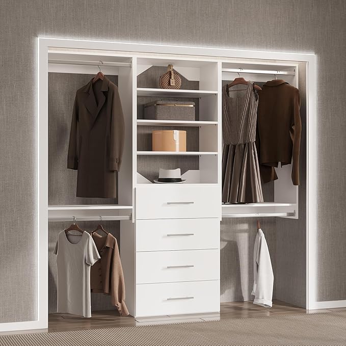 Modular Closet 90" Hanging & Drawers, Wooden Tower