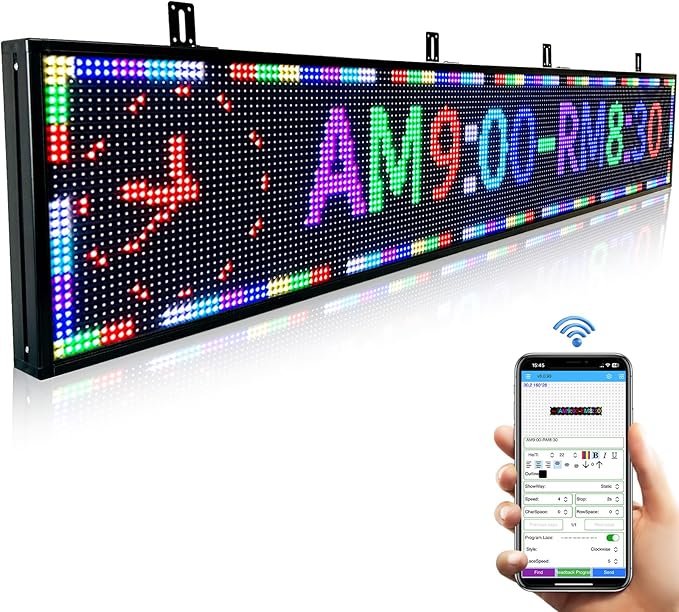 P10 77"X14"Programmable Led Sign Custom Scrolling Outdoor Digital D...