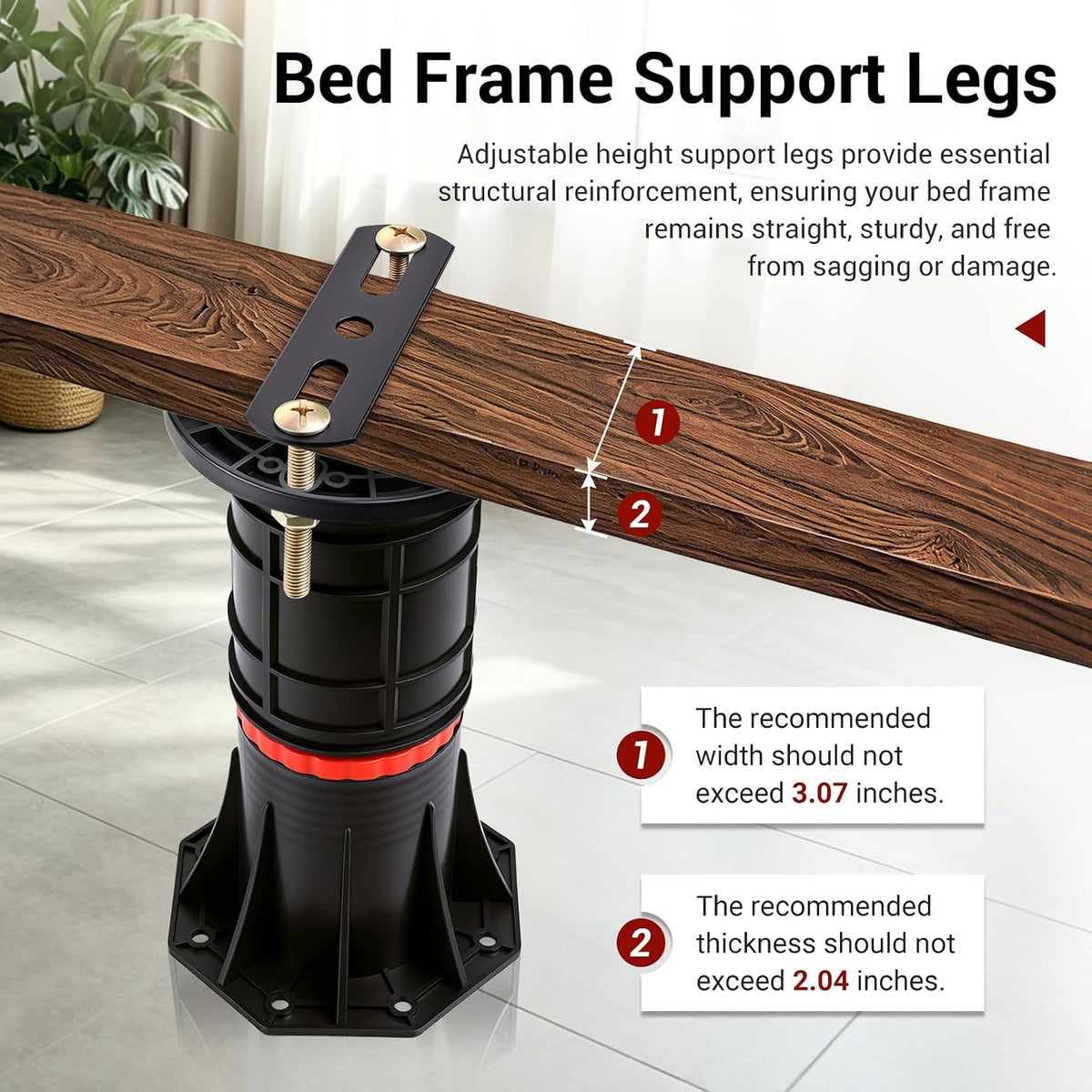 LOSCHEN 4 PCS Adjustable Bed Support Legs with Metal Fixing Accessories, 8.4-...