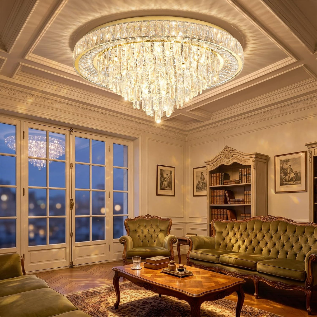 Modern Crystal Chandeliers for Living Room Ceiling Light Fixture LED Dimmable...