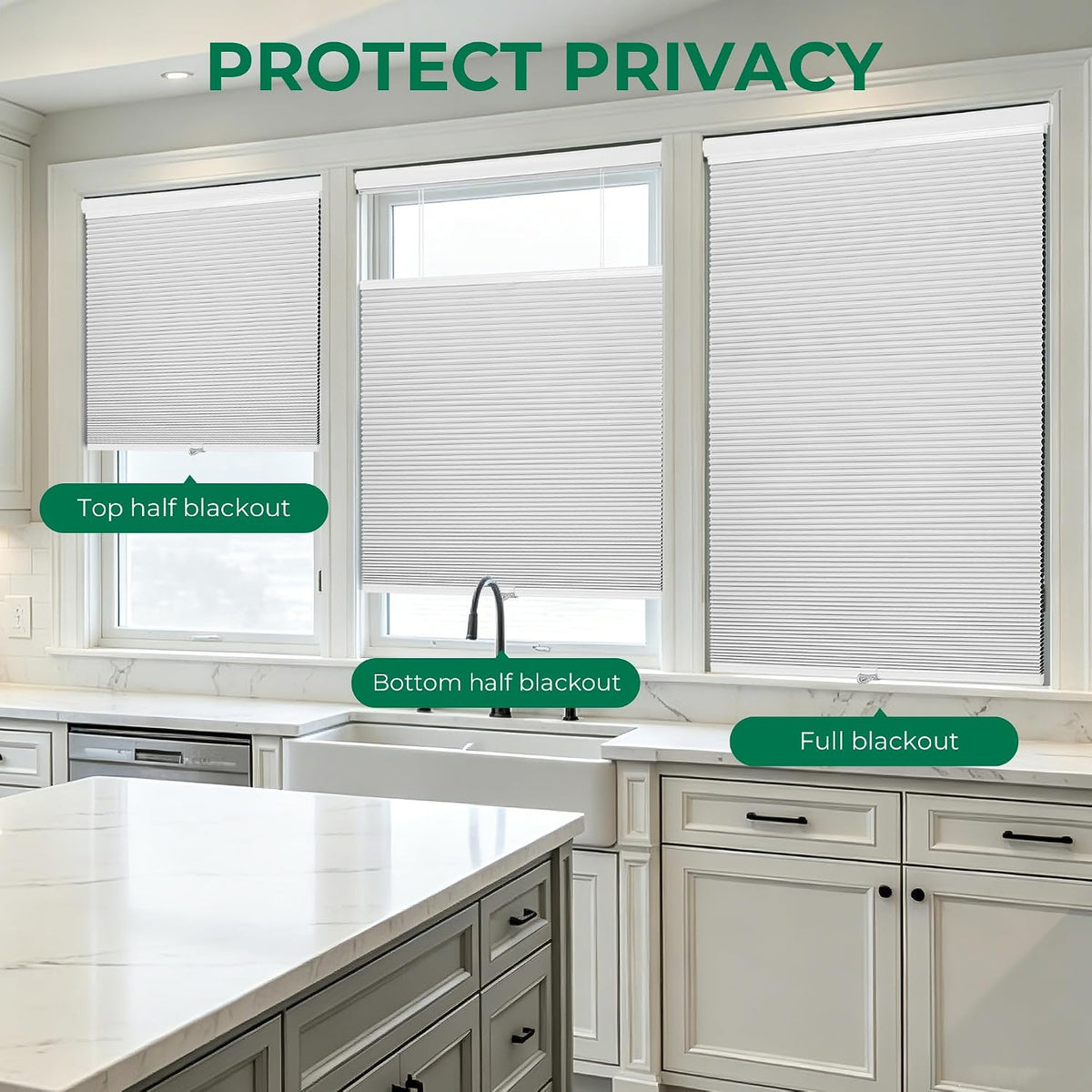 Allesin Top Down Bottom Up Cordless Cellular Shades,Thermal Insulation Honeyc...