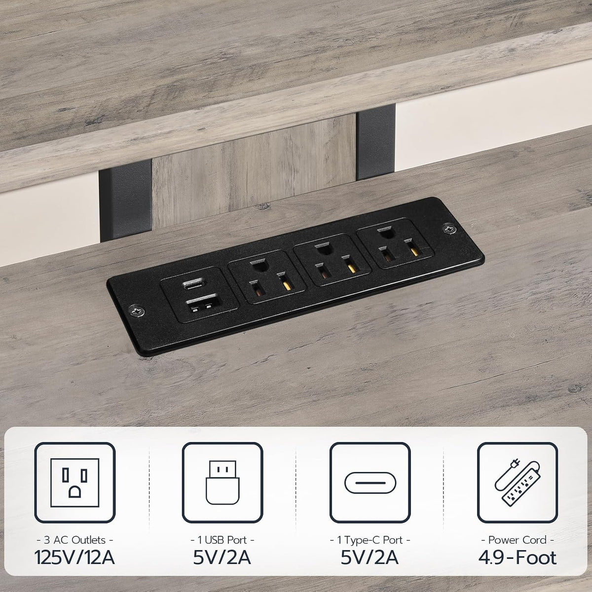 HOOBRO 4-Tier AV Media Stand, Media Console with Charging Station&LED Light