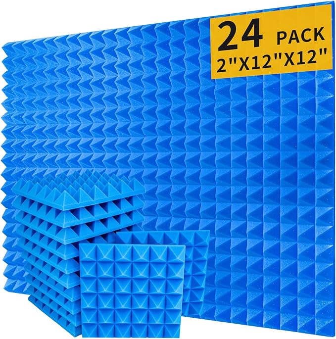 Saiqiang Blue Pyramid Sound Proof Foam Panels (24Pack)