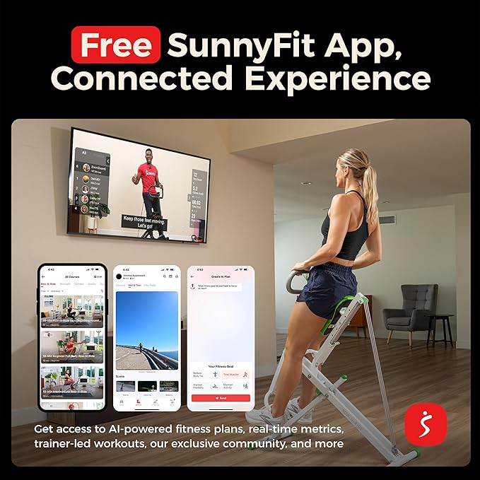 Sunny Health & Fitness Smart Row-N-Ride Glute & Leg Trainer, Foldable...