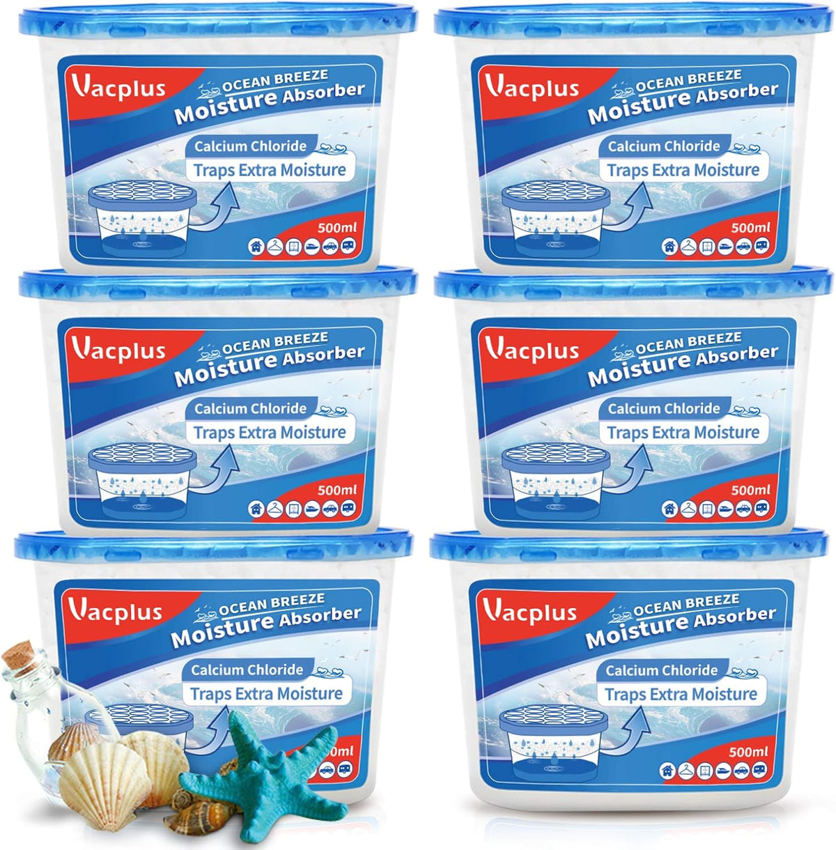 Vacplus Moisture Absorber, 10.5 OZ, Strong Absorption, Ocean Scent