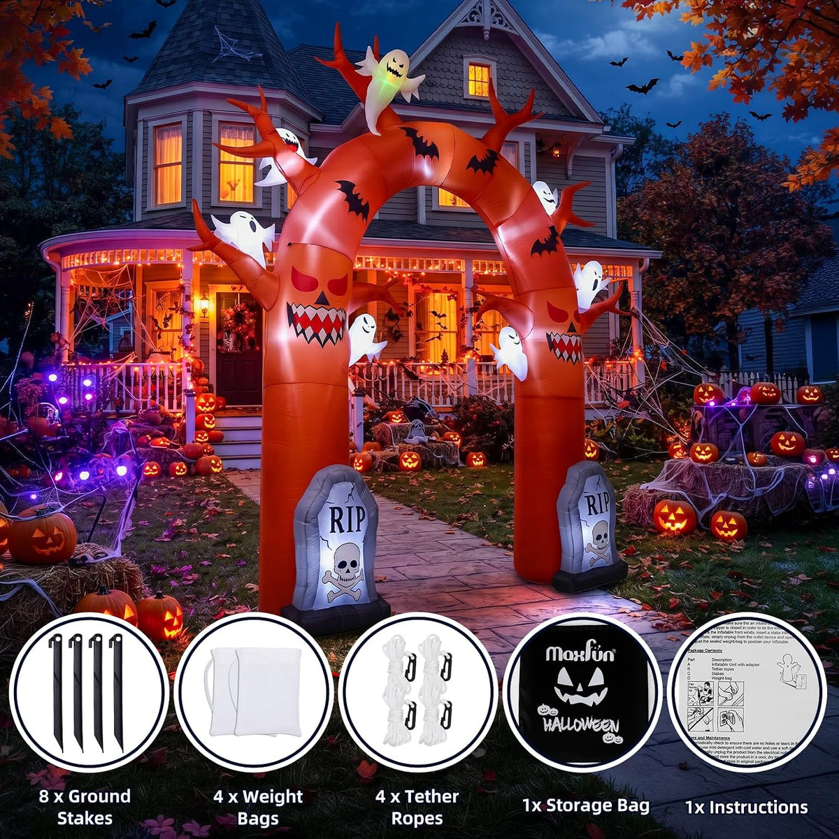 10FT Halloween Inflatable Archway Outdoor Decorations, Giant Blow Ups Arch