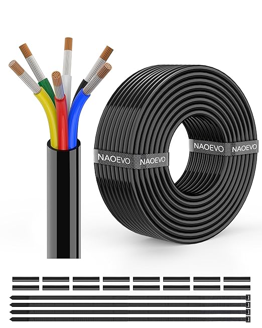 NAOEVO 14 Gauge Wire 6 Conductor Electrical Wire, 14 AWG Stranded PVC Cord