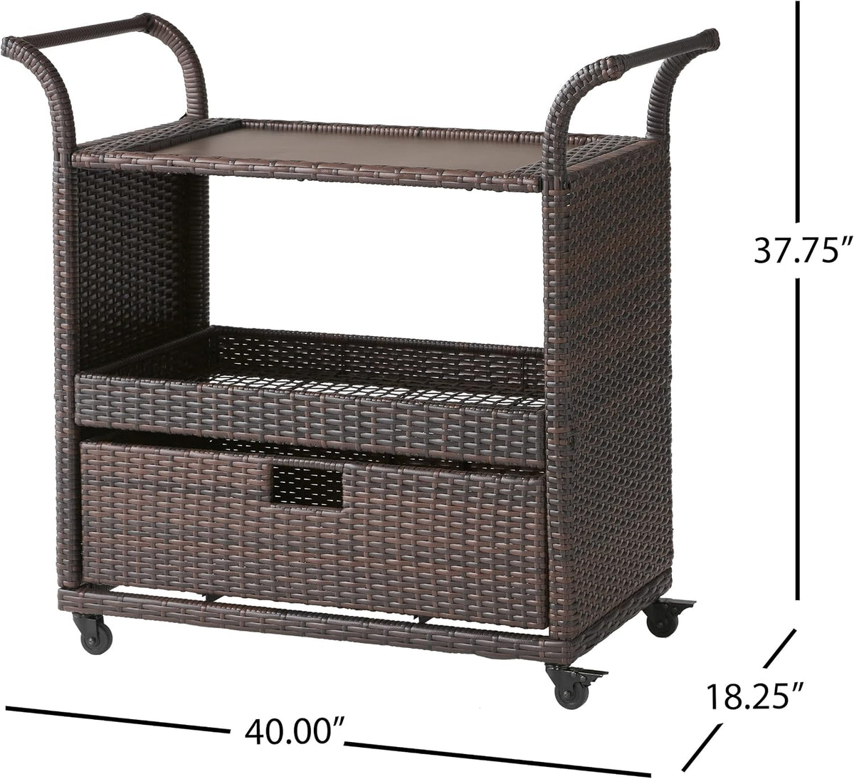 Christopher Knight Home Corona Outdoor Wicker Bar Table Cart, Multibrown