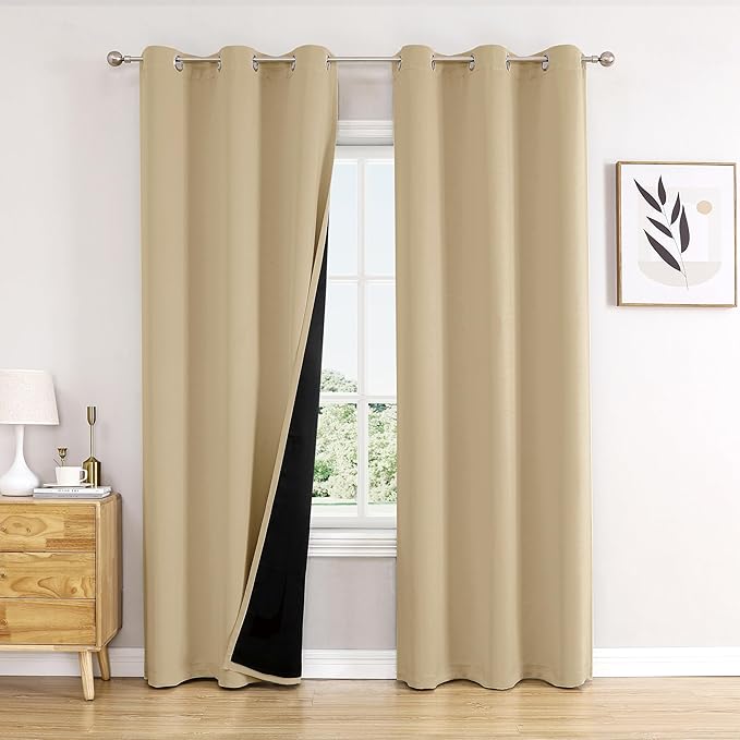 ChrisDowa 100% Blackout Curtains 84 inch Long