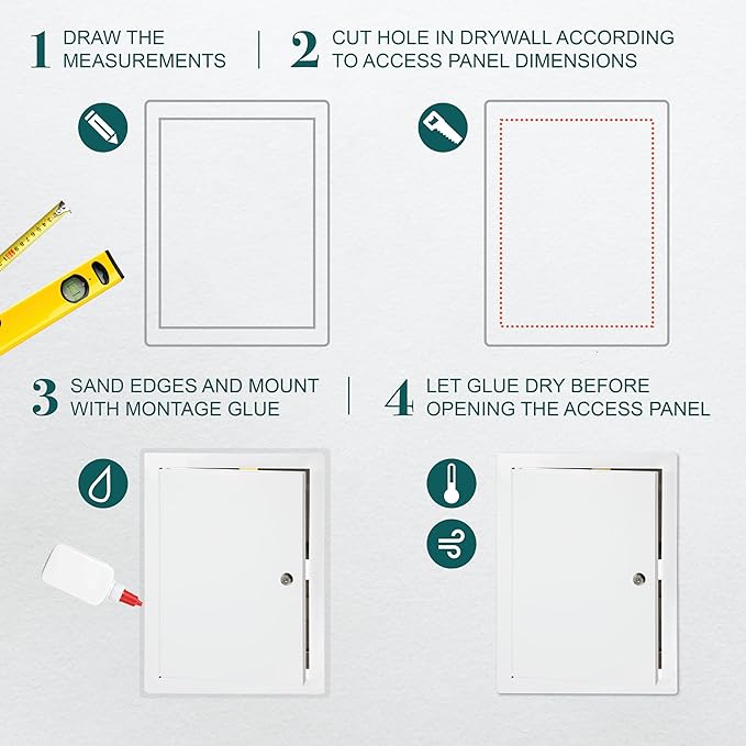 10" x 14" Lockable White Metal Access Door. Service Shaft Panel
