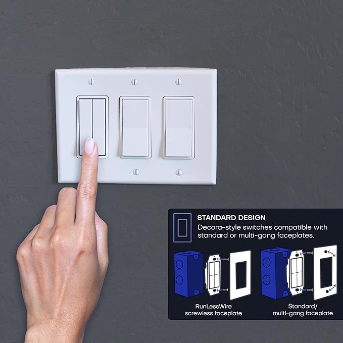 RunLessWire 3-Way Fan & Light Battery-Free DIY Kinetic Wireless Light Swi...
