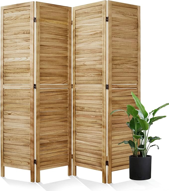 Room Dividers and Folding Privacy Screens, Wood Louvered Separators Divider Wall