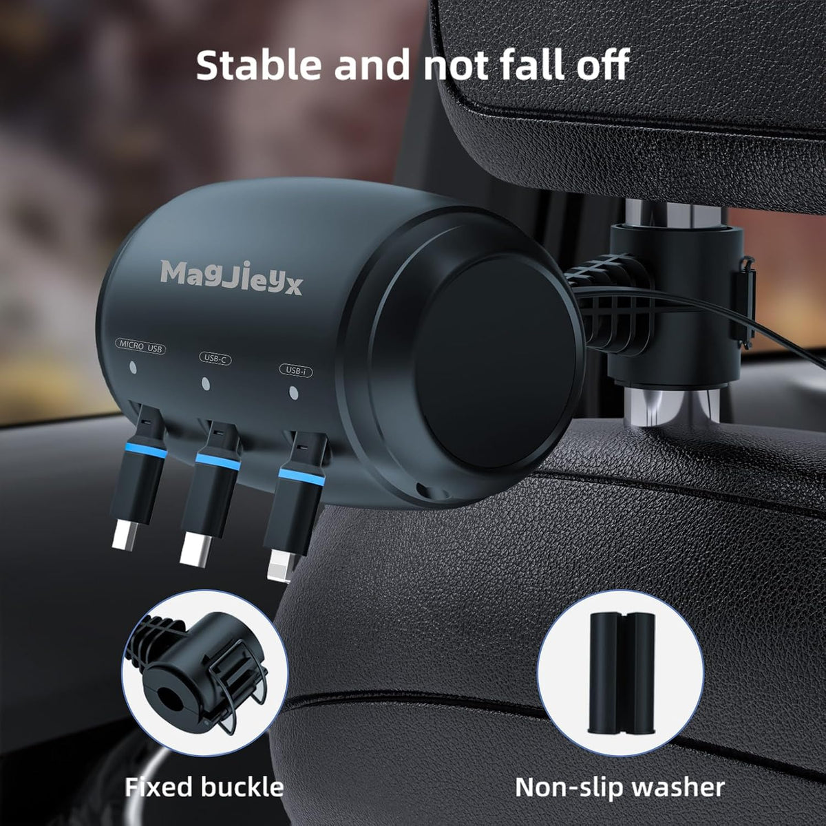 Multi Retractable Car Backseat Charging Station 3-in-1 Car Charger