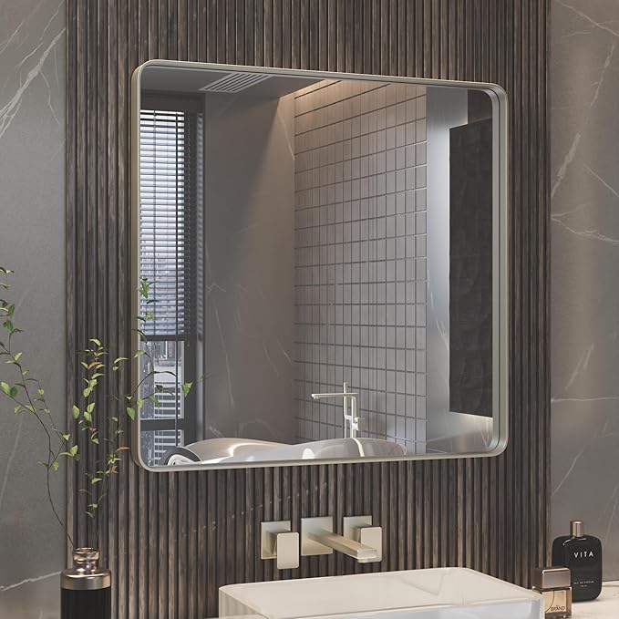 ISKM 30" x 30" Silver Framed Mirror