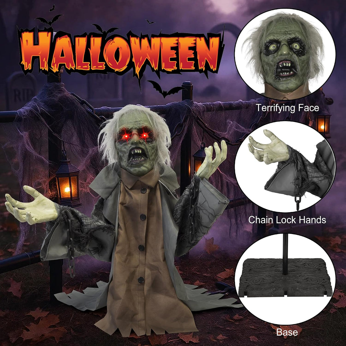kemooie Halloween Animatronics Groundbreaker Zombie Decorations