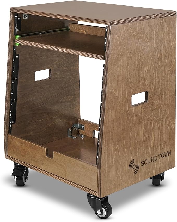Sound Town DIY Slanted 10U Studio Rack,