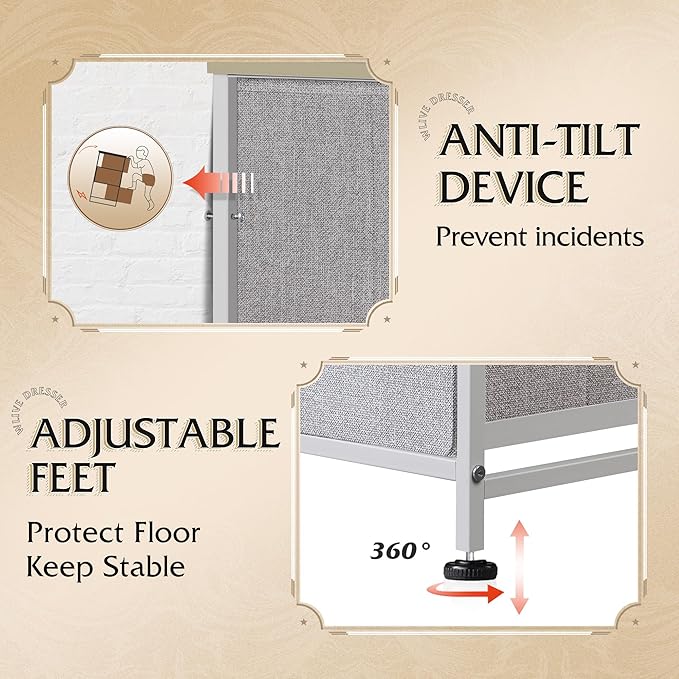 WLIVE 9-Drawer Dresser, Fabric Storage Tower