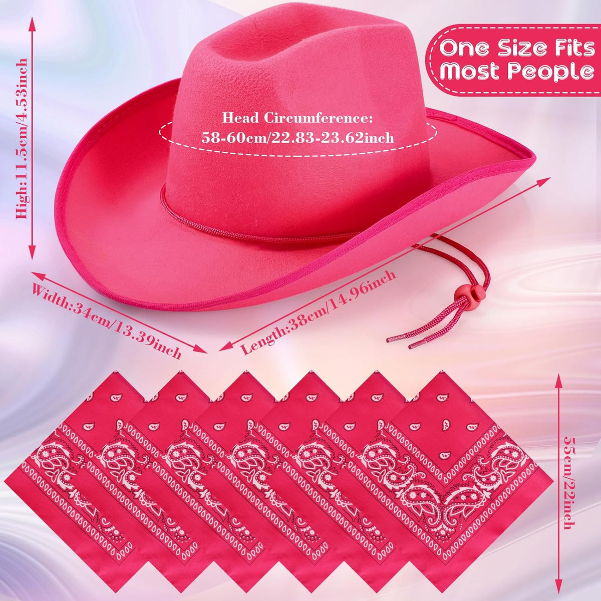 Coume 12 Pcs Adutls Cowboy Hats with Bandanas