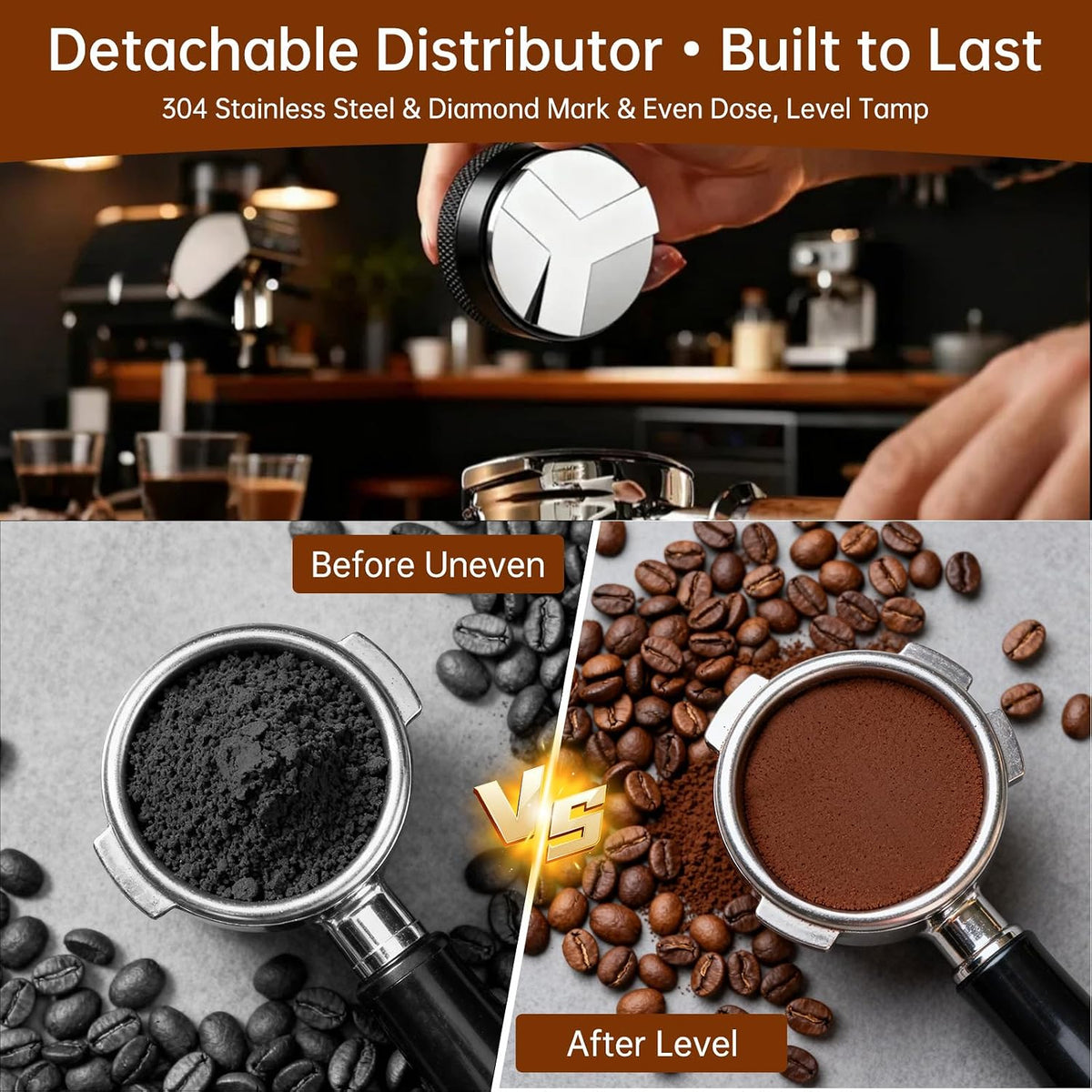 58mm Espresso Accessories Kit, 9 Pcs Espresso Tamper Tools Set