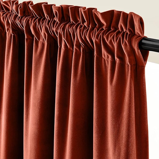 Lazzzy Velvet Blackout Curtains Thermal Insulated Room Window Drapes Super Soft