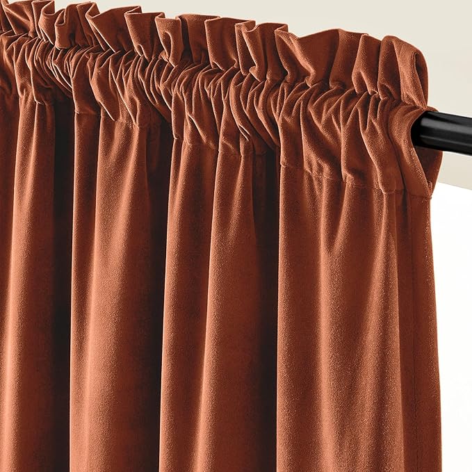 Lazzzy Velvet Blackout Curtains Thermal Insulated Room Window Drapes Super Soft
