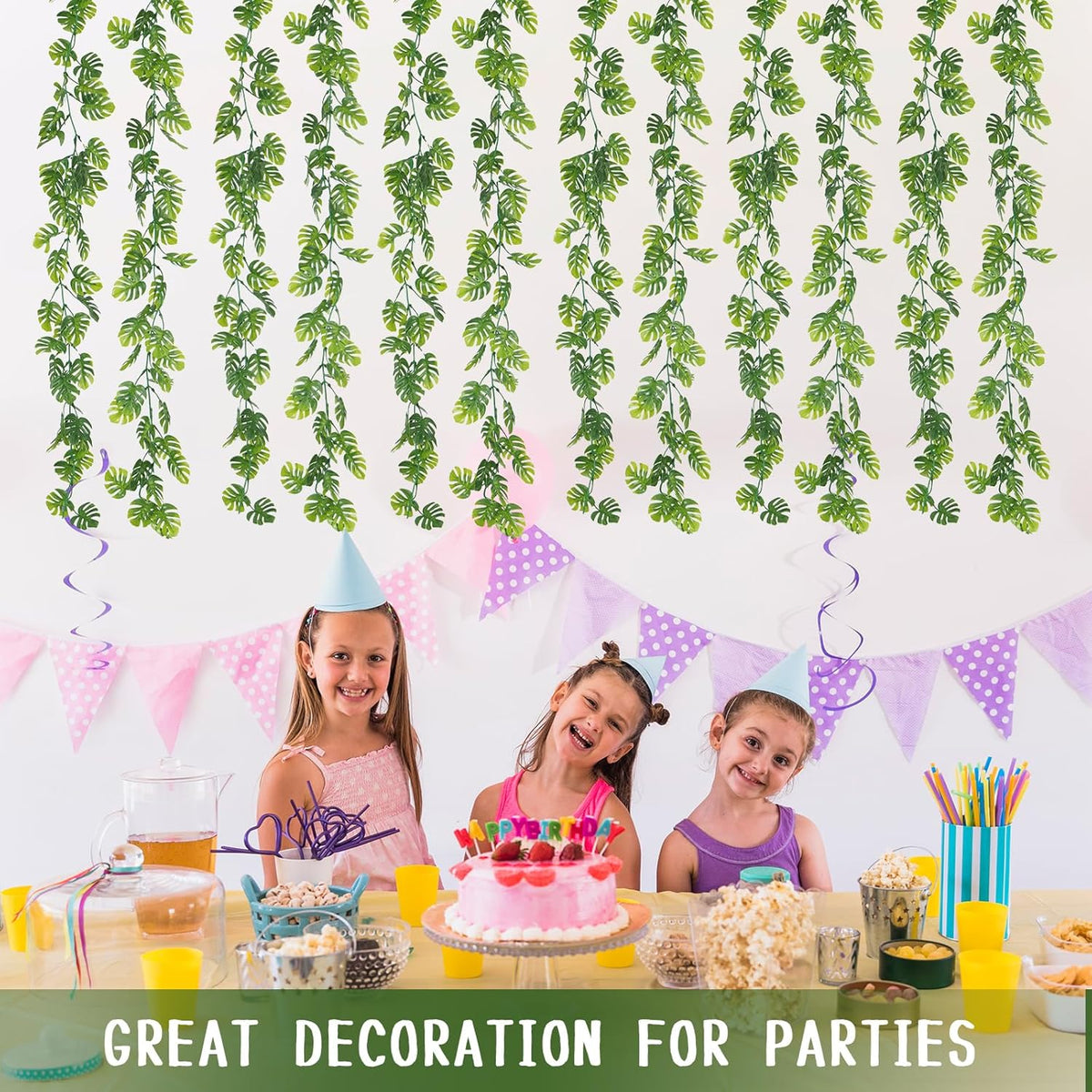 8Pcs Artificial Monstera Leaf Vines 5.6Ft Greenery Garland