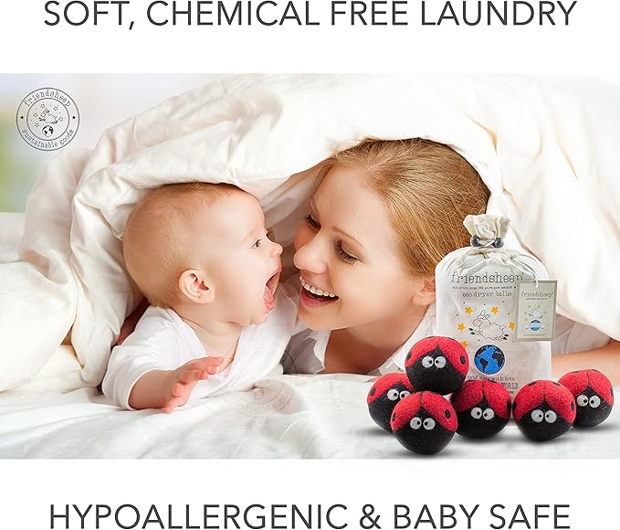 Friendsheep Wool Dryer Balls, Organic Reusable Fabric Softener Alternative (6...