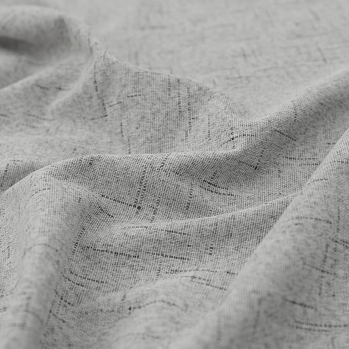 KOUFALL Linen Grey Curtains Blackout
