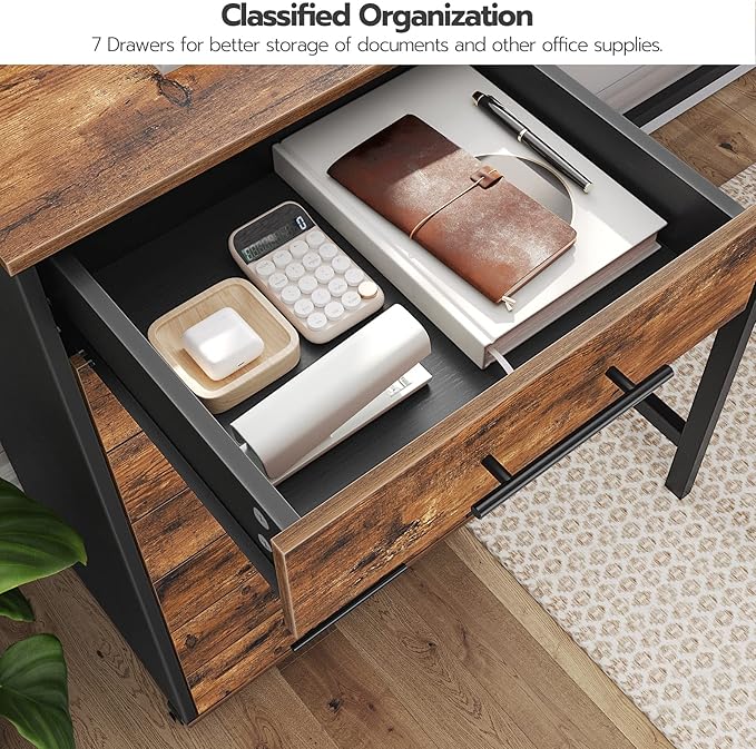 HOOBRO 7-Drawer File Cabinet, Wooden Office Cabinet