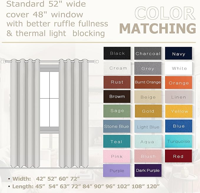 KOUFALL 108 Inch Long Blackout Curtains