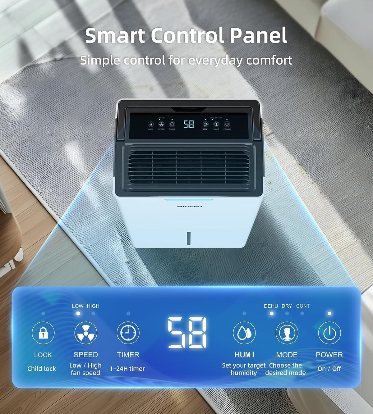 52 Pint Dehumidifier, 5000 Sq. ft Dehumidifier for Basement Large Room