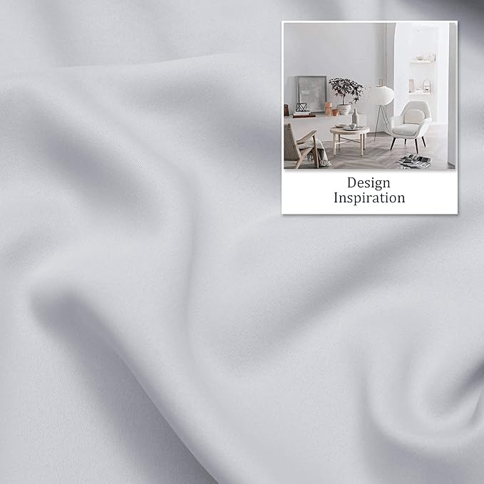 DUALIFE Greyish White Curtains for Bedroom Window Treatment 96 Inch Length (S...