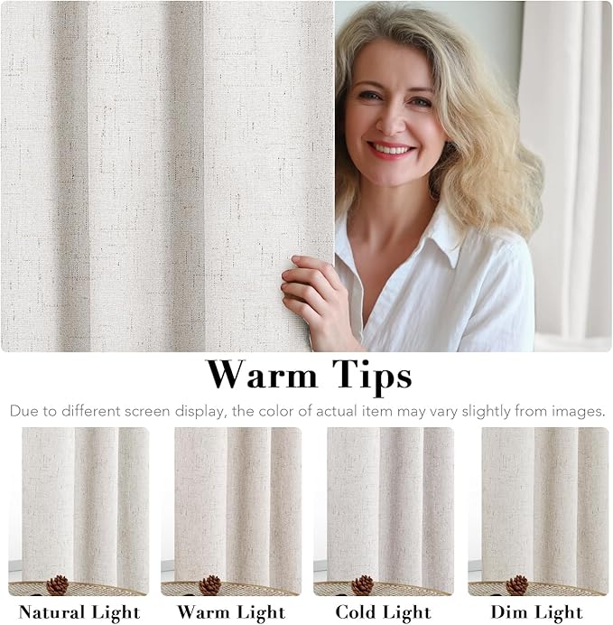 H.VERSAILTEX Linen Blackout Curtains 63 Inches Long 100% Absolutely Blackout