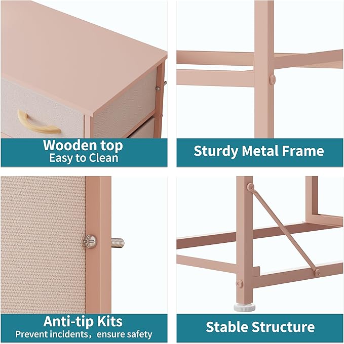 LUMTOK 10-Drawer Dresser, Fabric Storage Dressers Drawers