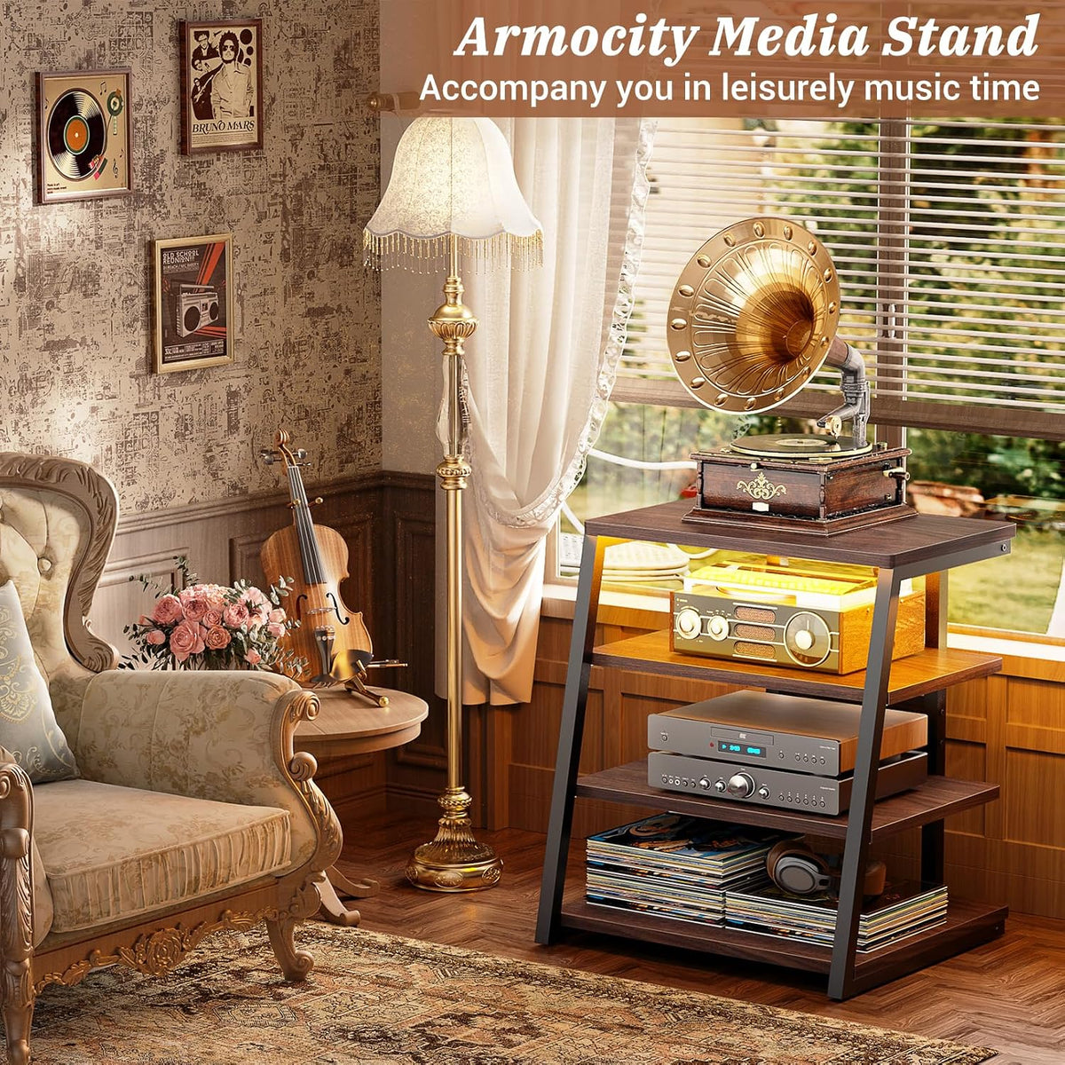 AV Media Stand, Stereo Stands and Racks Small Entertainment Center