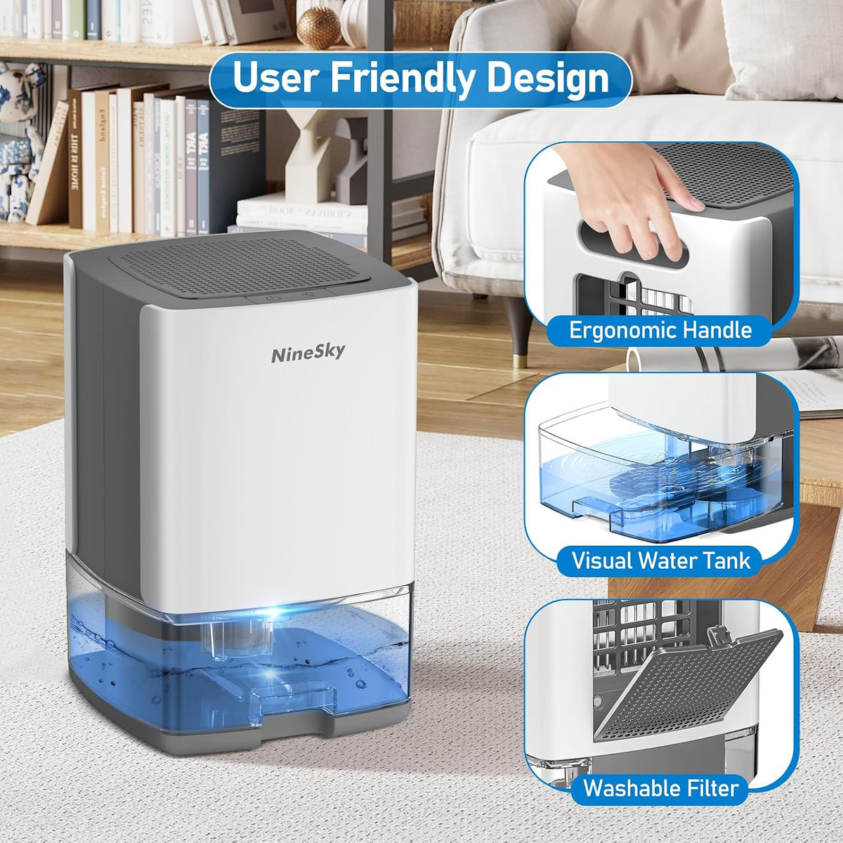 Small Dehumidifier for Home, 35oz Water Tank(300 sq.ft Coverage),Dehumidifier...