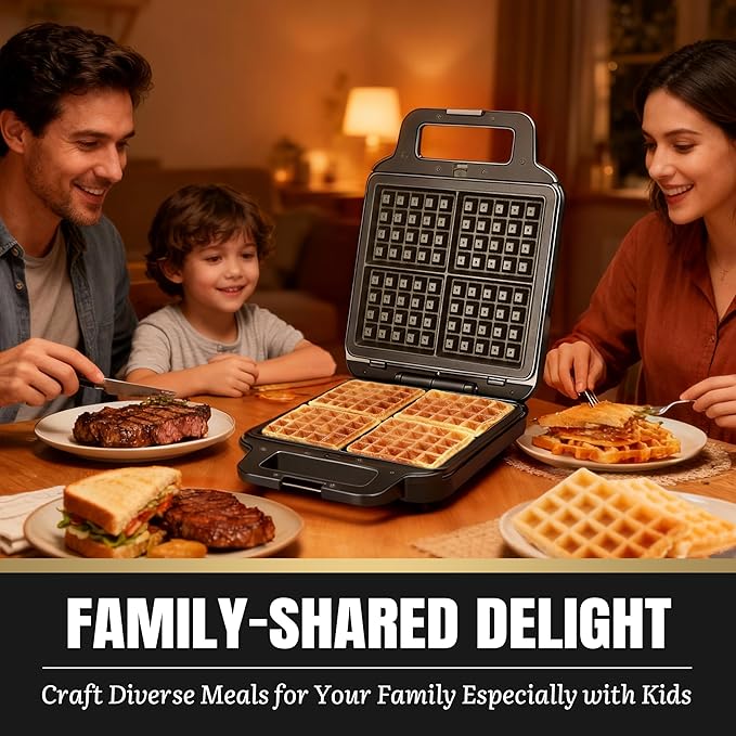 Belgian Waffle Maker with Removable Plates, Waflera Electrica, Large Waffle Iron