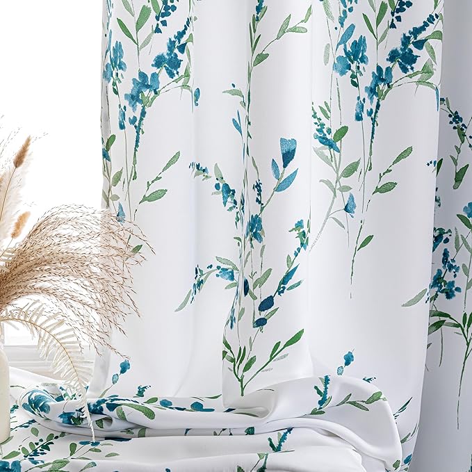 MYSKY HOME 54 inch Floral Curtains, Light Filtering, Thermal Insulated