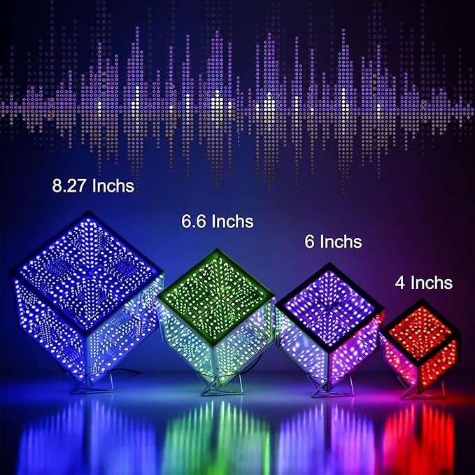 Heepulor Infinity Hyper Cube LED Table Lamp, Color-Changing Music-Sync